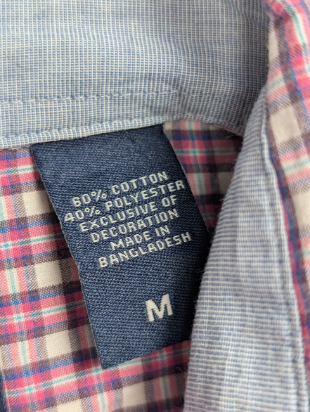 Chemise Chaps manches courtes violet à carreaux taille M #236msch