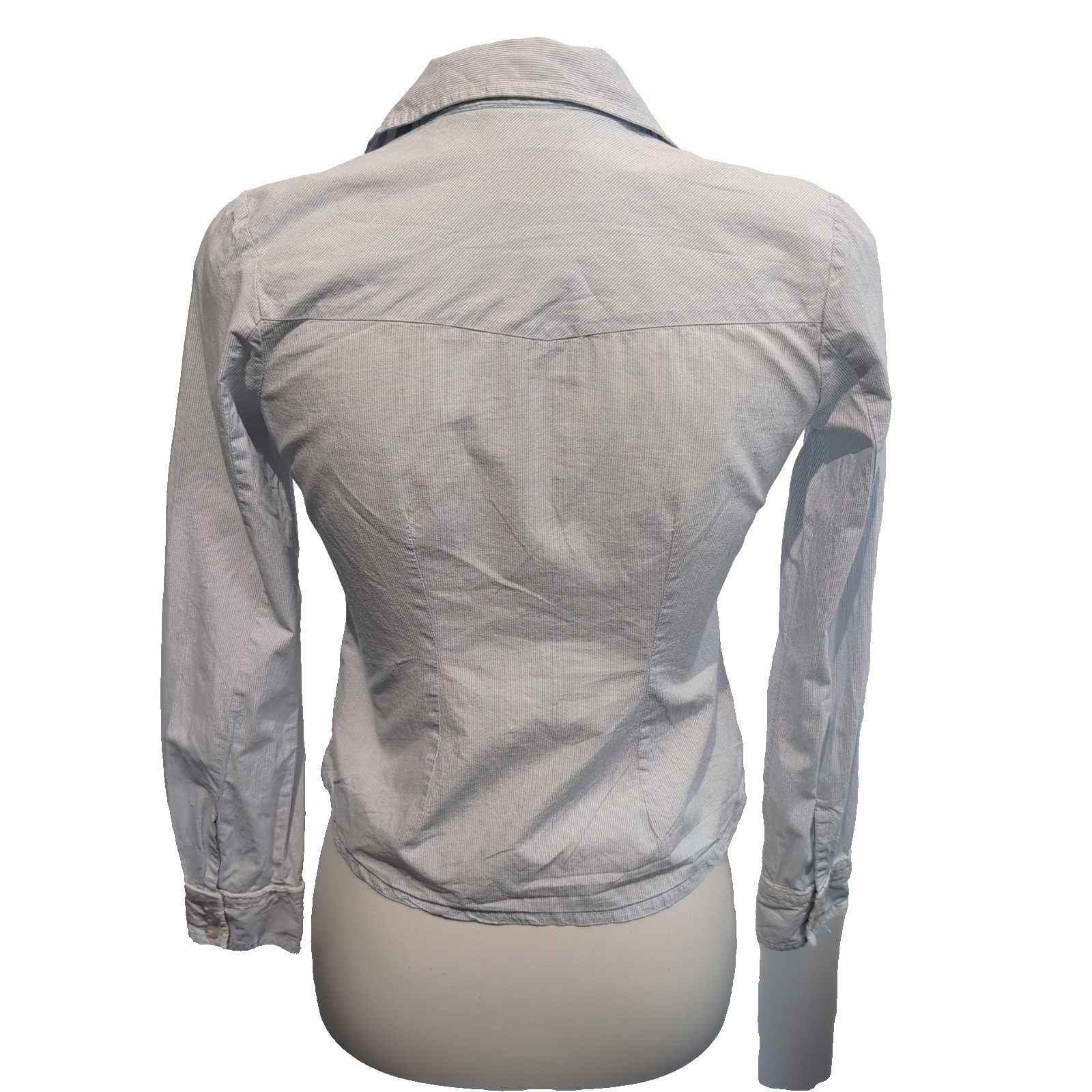 Chemise IKKS femme XS bleu à rayures cintrée 100% coton 2 poches