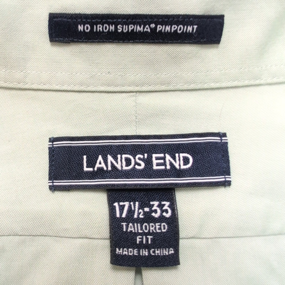 Chemise Land's End XL XXL Vert Supima Pinpoint 100% Coton Tailored Fit