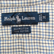 Chemise Ralph Lauren Ellington Homme M Blanche Carreaux Bleu Noir