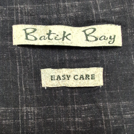 Chemise Hawaïenne Batik Bay Taille L Noir Blanc Palmiers 100% Rayonne