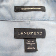 Chemise Lands' End Supima coton bleu uni M L Traditional Fit manches longues