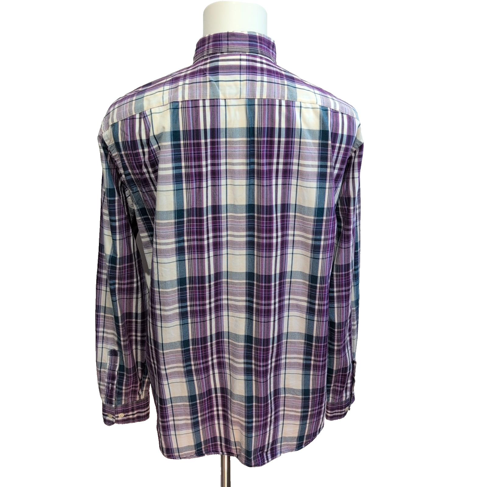 Chemise Nautica L Vert Violet Carreaux Coton Logo Brodé Poche manches longues