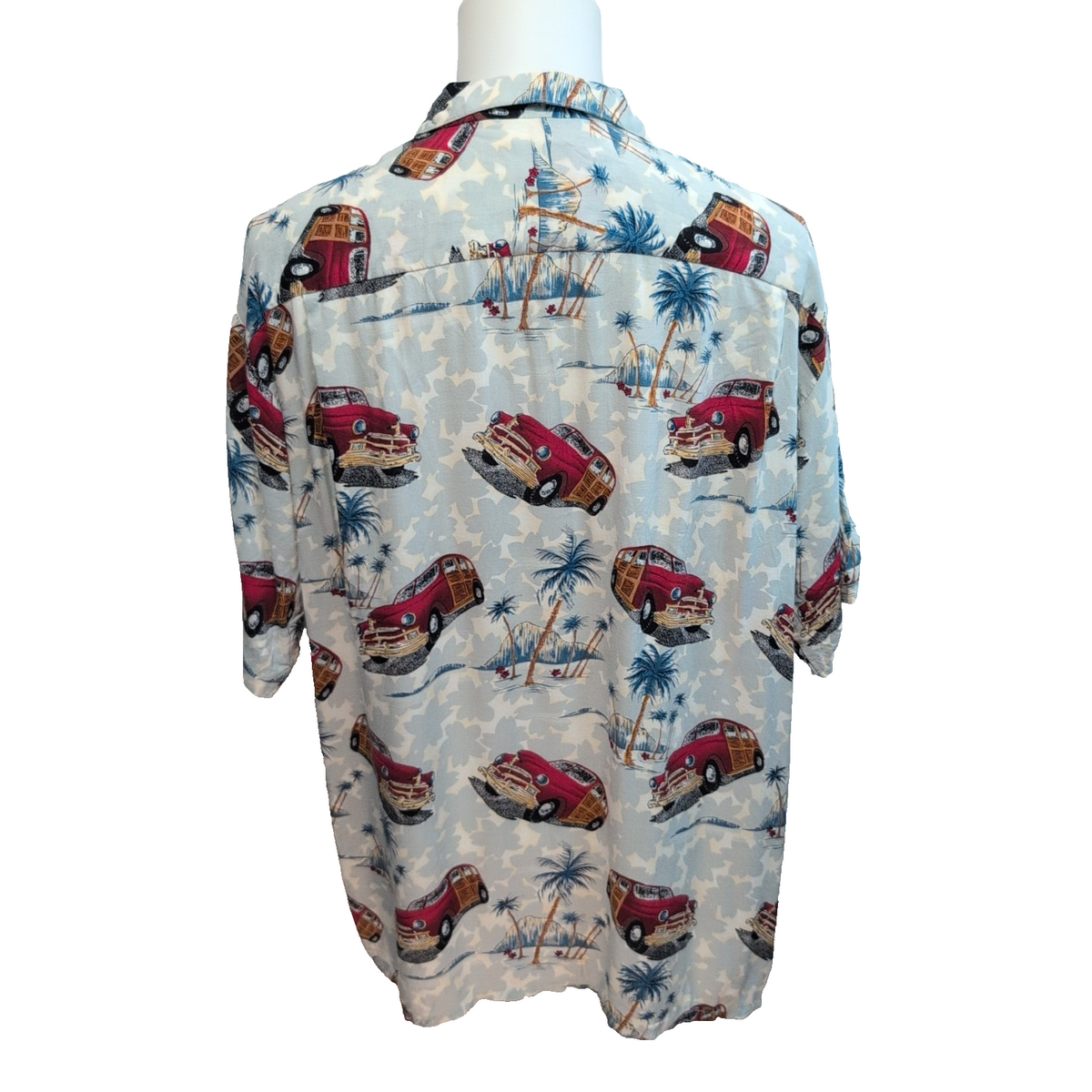 Chemise hawaïenne Pineapple Connection L bleue palmiers 100% rayonne