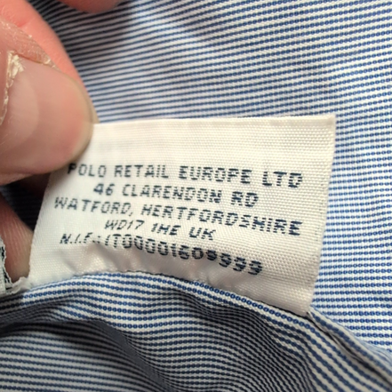 Chemise Polo Ralph Lauren Custom Fit XL Rayures Bleues Manches Courtes