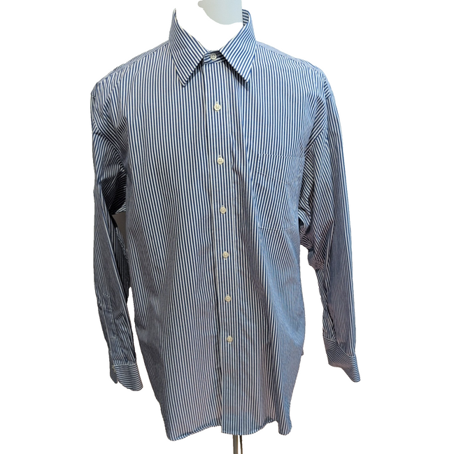 Chemise Lauren Ralph Lauren XL XXL Rayures Bleues Non Iron Coton 17.5