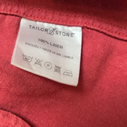 Chemise Tailor Store 100% Lin Rouge Manches Longues Taille S