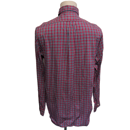 Chemise Ralph Lauren M Rouge Bleu Carreaux Shirt Button Down Coton Logo Marine