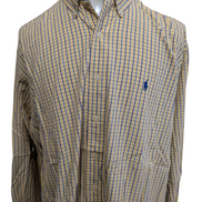 Chemise Polo Ralph Lauren Shirt Blake XL XXL Carreaux Jaune Bleu Button Down