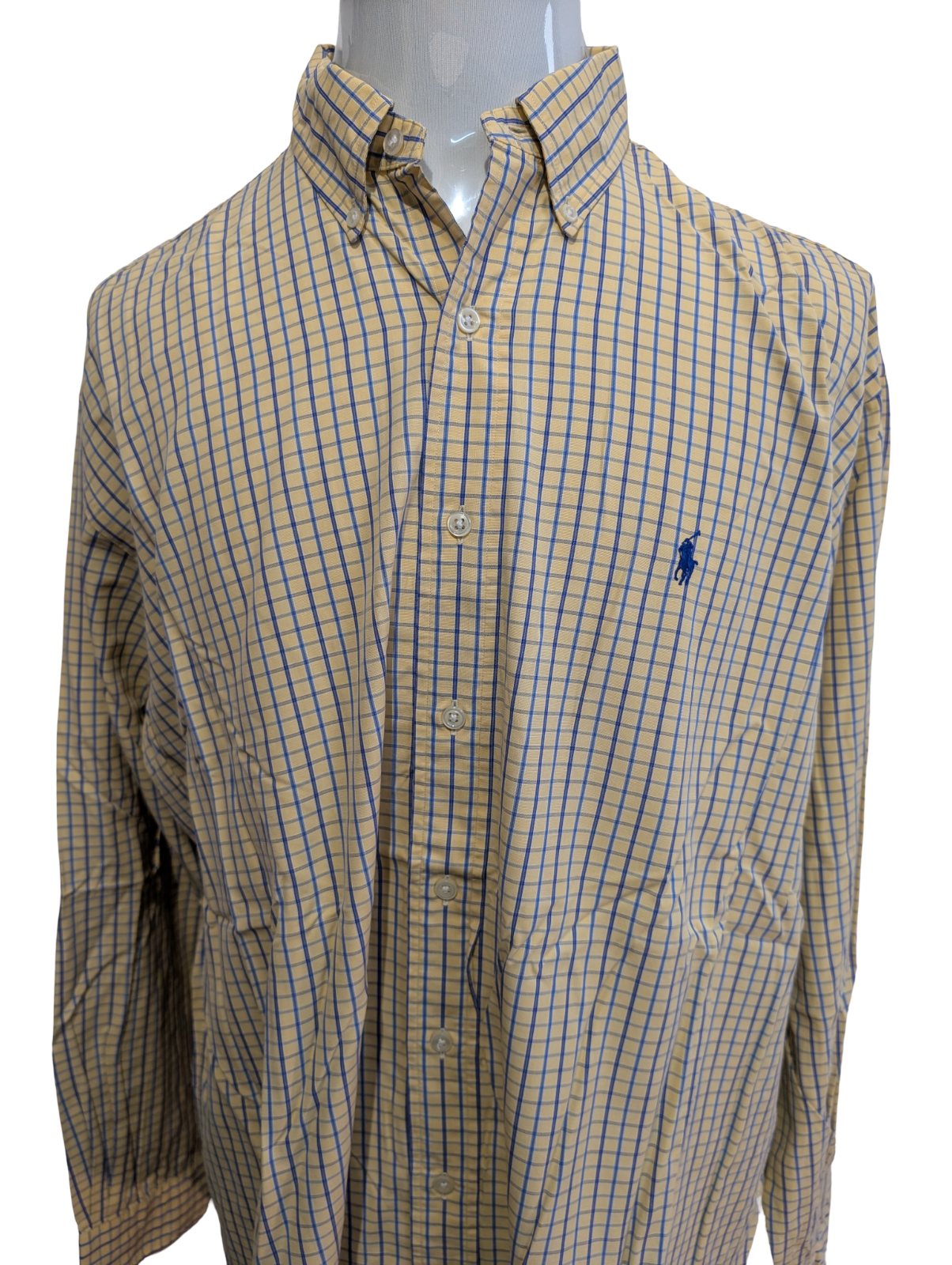 Chemise Polo Ralph Lauren Shirt Blake XL XXL Carreaux Jaune Bleu Button Down