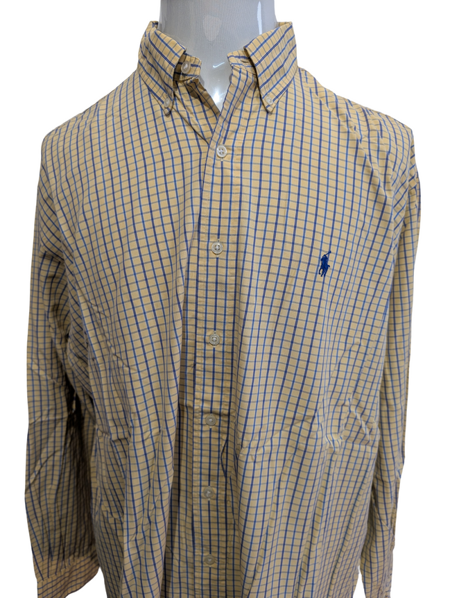 Chemise Polo Ralph Lauren Shirt Blake XL XXL Carreaux Jaune Bleu Button Down