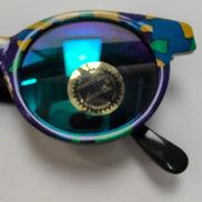Lunettes de soleil Femmes Camouflage Jaune Violet Bleu Verres Ronds Iridium Y2K