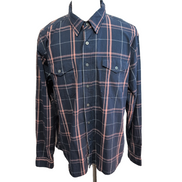 Chemise Wrangler Manches Longues Stretch Flex Bleu Marine et Rose Taille 2XL