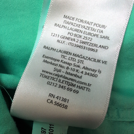 Chemise Ralph Lauren Homme M Vert Pomme Logo Violet Manches Courtes