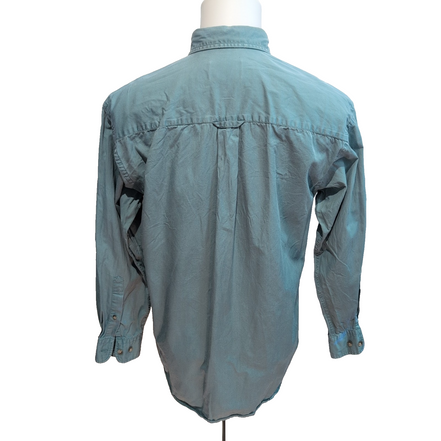 Chemise Pendleton S Vert Pâle 100% Coton Logo Cuir Manches Longues