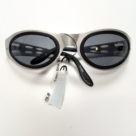Lunettes de soleil Y2K Branches larges Métal gris satiné 6 trous