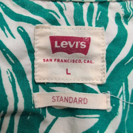 Chemise Levis Hawaïenne L Vert Blanc Feuillage Manches Courtes