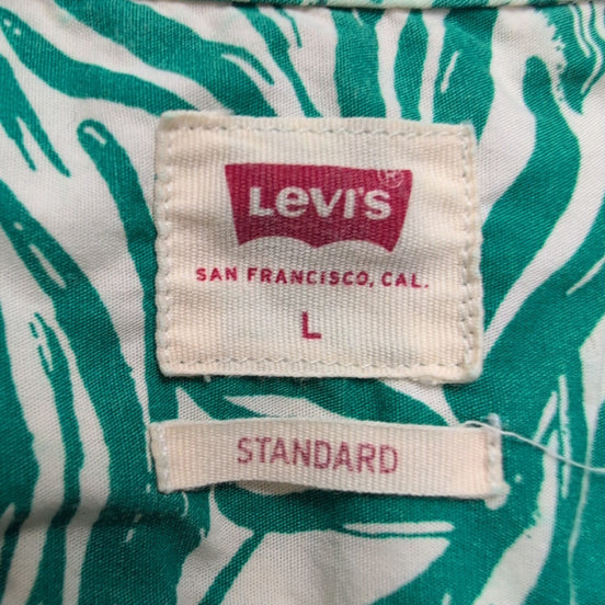 Chemise Levis Hawaïenne L Vert Blanc Feuillage Manches Courtes