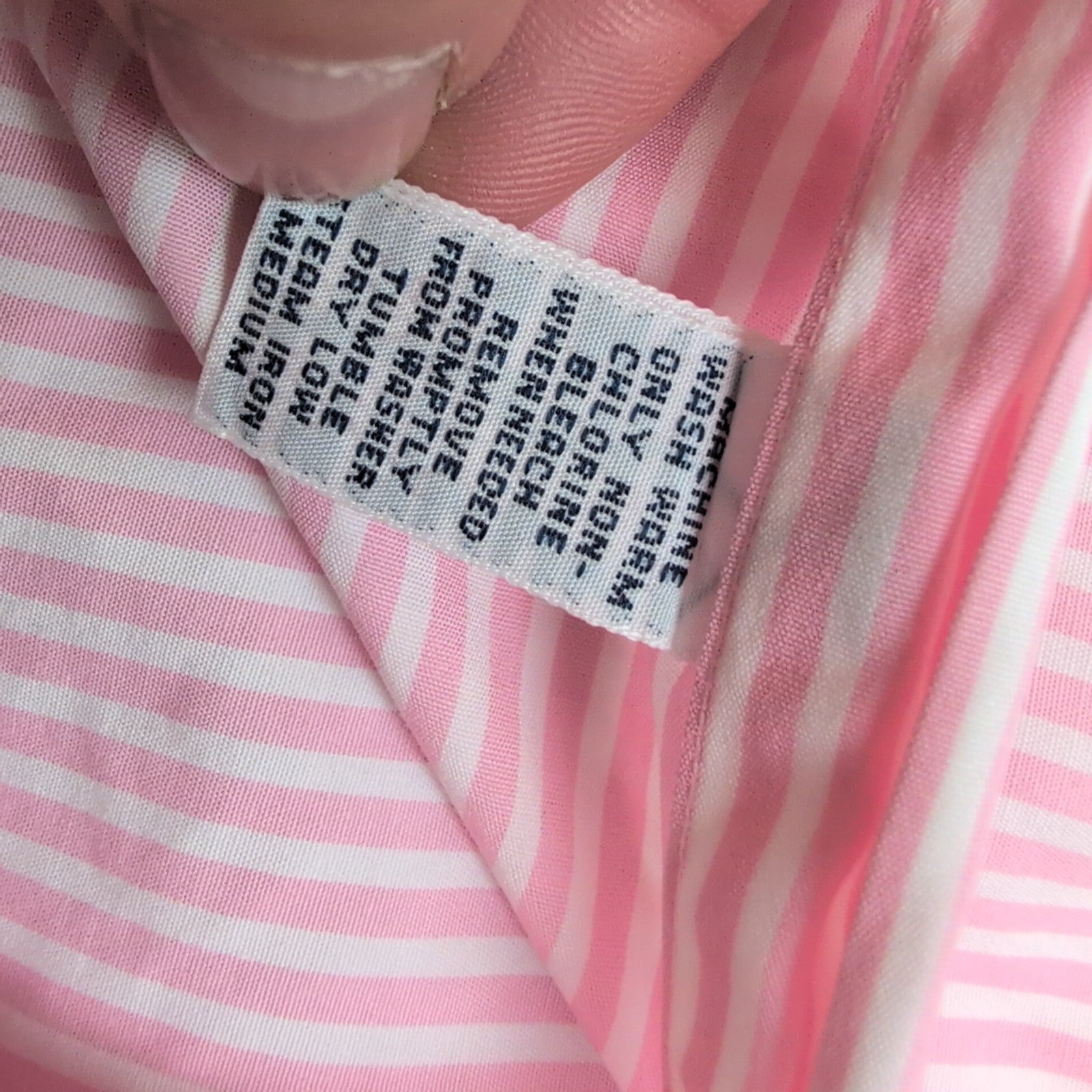 Chemise Ralph Lauren Classic Fit L/XL rose rayures logo bleu coton