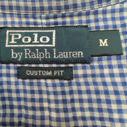 Chemise Polo Ralph Lauren M Flanelle Bleue Custom Fit Shirt Button Down Chaude