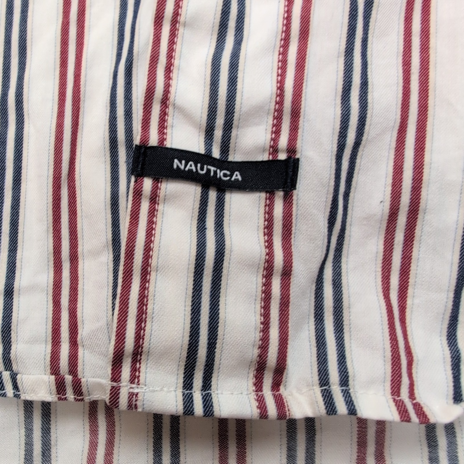 Chemise Nautica Traveller Twill L Rayures Rouge Blanc 100% Coton manches longues