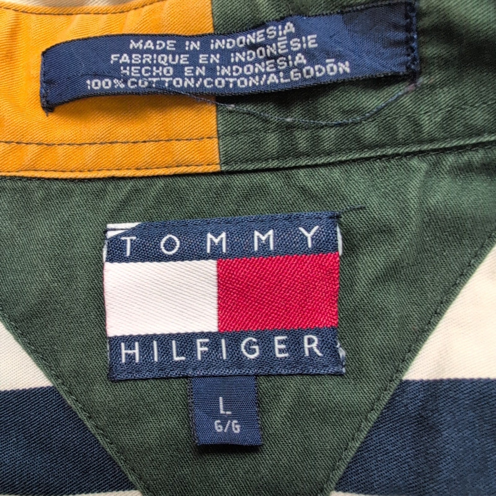 Chemise TOMMY HILFIGER à Rayures avec Poche Manches Longues - Taille XL
