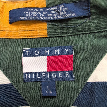 Chemise TOMMY HILFIGER à Rayures avec Poche Manches Longues - Taille XL