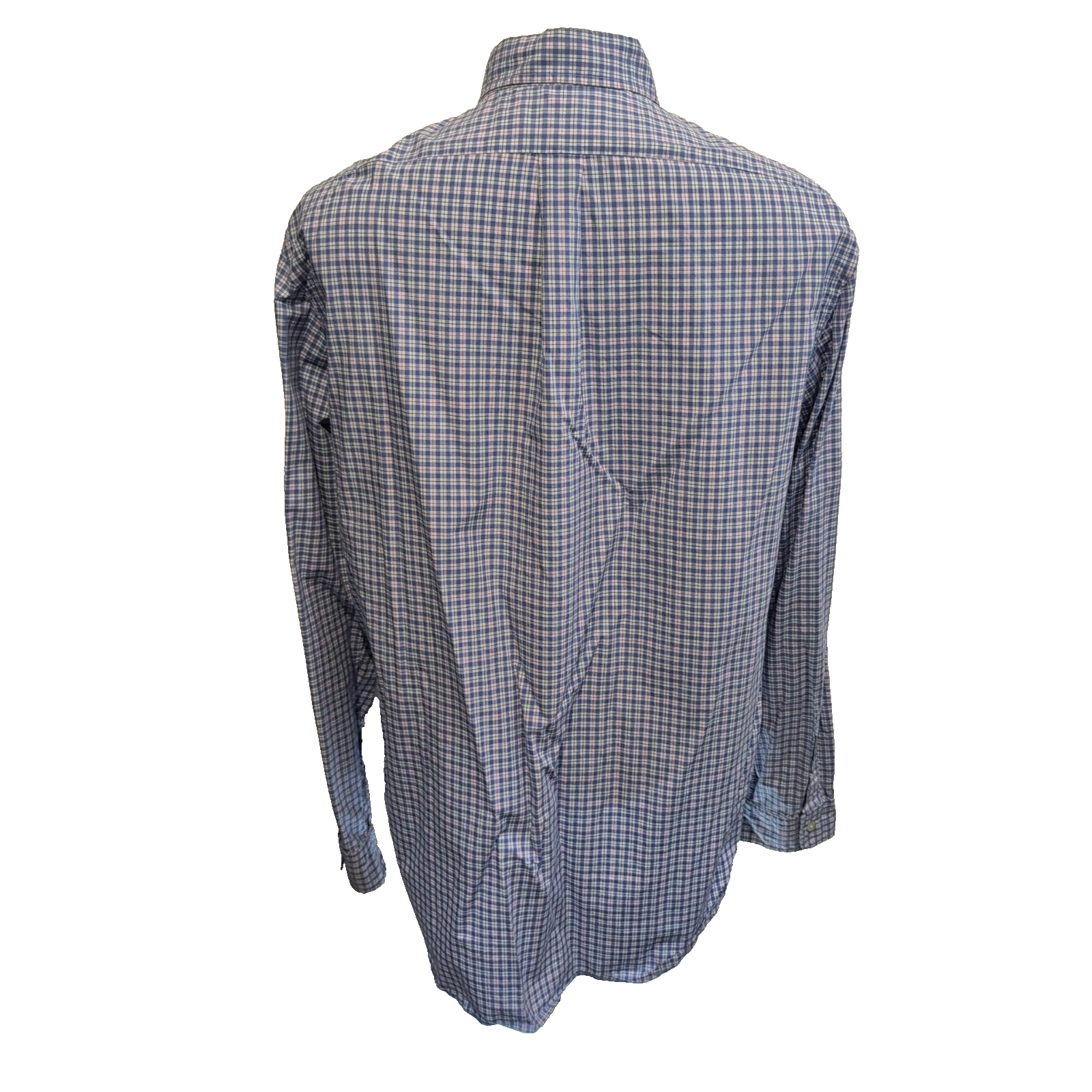 Chemise Ralph Lauren XL Bleue Carreaux Logo Rose Manches Longues Coton