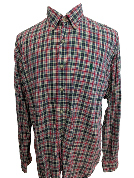CHEMISE Ralph Lauren homme XL Classic Tartan ROUGE VERT Noël 🎄