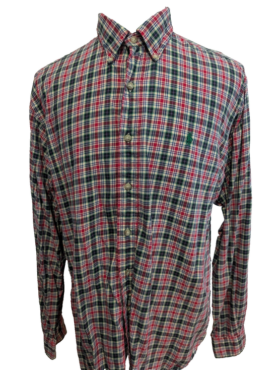 CHEMISE Ralph Lauren homme XL Classic Tartan ROUGE VERT Noël 🎄