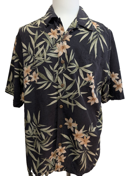 Chemise Hawaïenne Jamaica Jaxx 100% Soie - Noir & Floral - Taille L