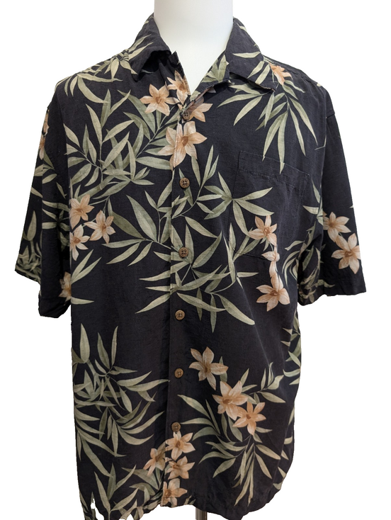 Chemise Hawaïenne Jamaica Jaxx 100% Soie - Noir & Floral - Taille L