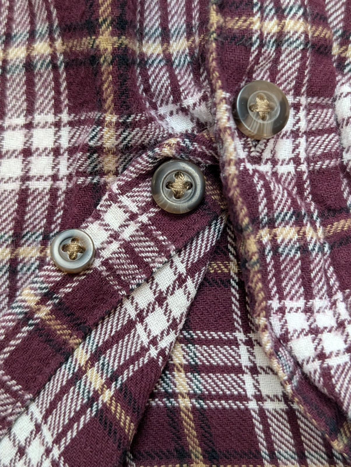 🐻 CHEMISE FLANELLE CHAPS M (G) CARREAUX BORDEAUX MARRON LOGO CUIR
