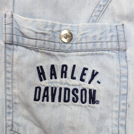 Chemise Harley Davidson Femme L Jean Bleu MC 2 Poches Coton manches courtes