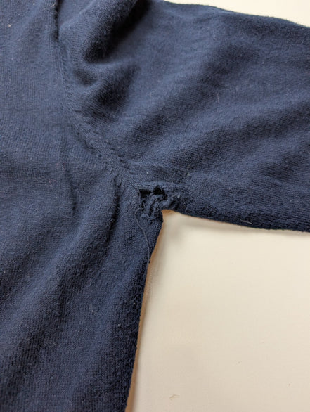 Pull L.L. BEAN Col Zippé Bleu Marine Coton Cachemire Manches Longues Taille XL
