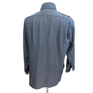 Chemise Eddie Bauer M L Bleu Effet Jean Coton Épaulettes Manches Longues