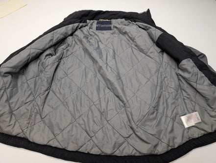 REEBOK Manteau Blouson Vintage Matelassé Noir Gris Capuche Col Taille L | 310BSR