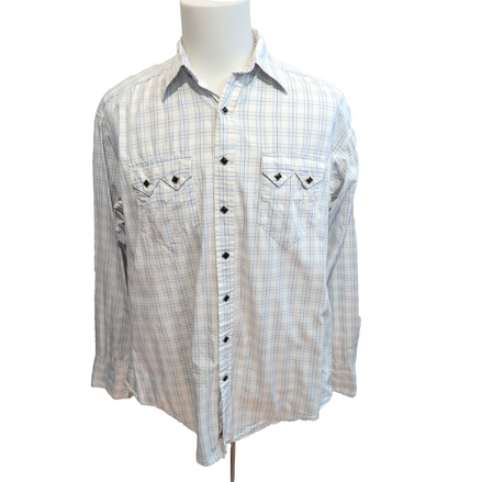 Rockmount Ranch Wear Chemise Western USA Carreaux Bleus Homme M Vintage