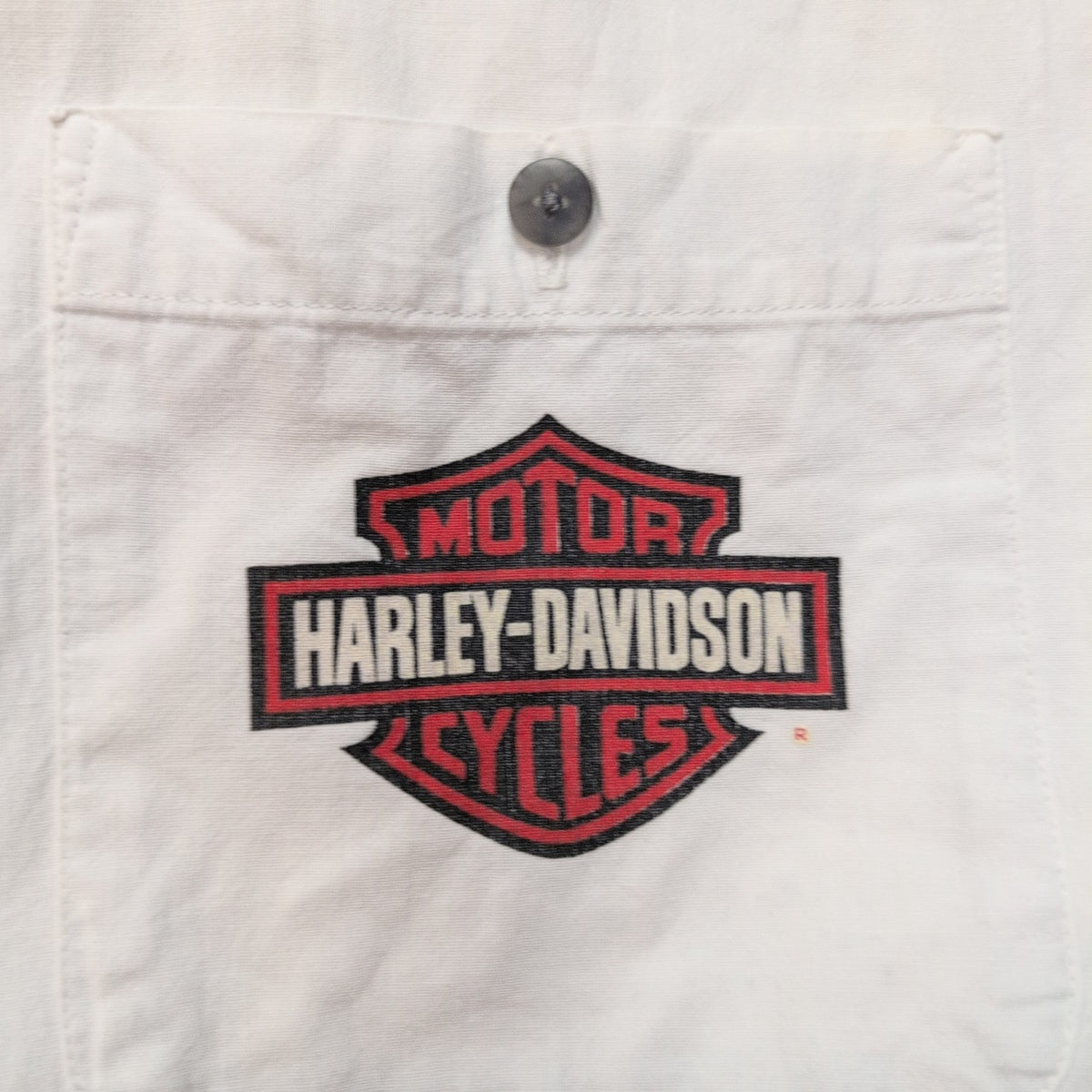 Chemise Harley-Davidson Tall XL Blanche Manches Courtes Logo Dos Moto Coton