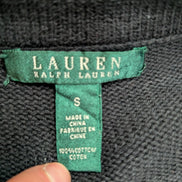 Pull Lauren Ralph Lauren femme S noir 100% coton col zippé boutons dorés