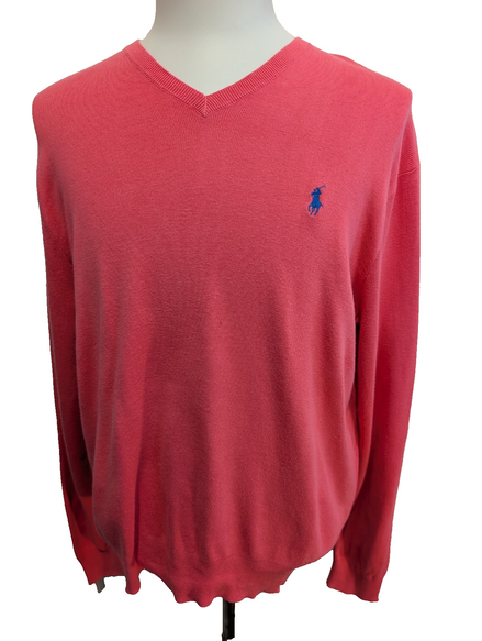 Pull Polo Ralph Lauren Rose Logo Bleu Ciel - 100% Coton Pima - Taille L/XL