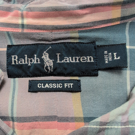 Chemise Ralph Lauren L Classic Fit Carreaux Rose Bleu Button Down Shirt