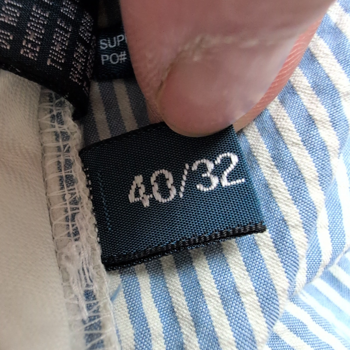 Pantalon Chino Polo Ralph Lauren W40 L32 Seersucker Rayé Bleu