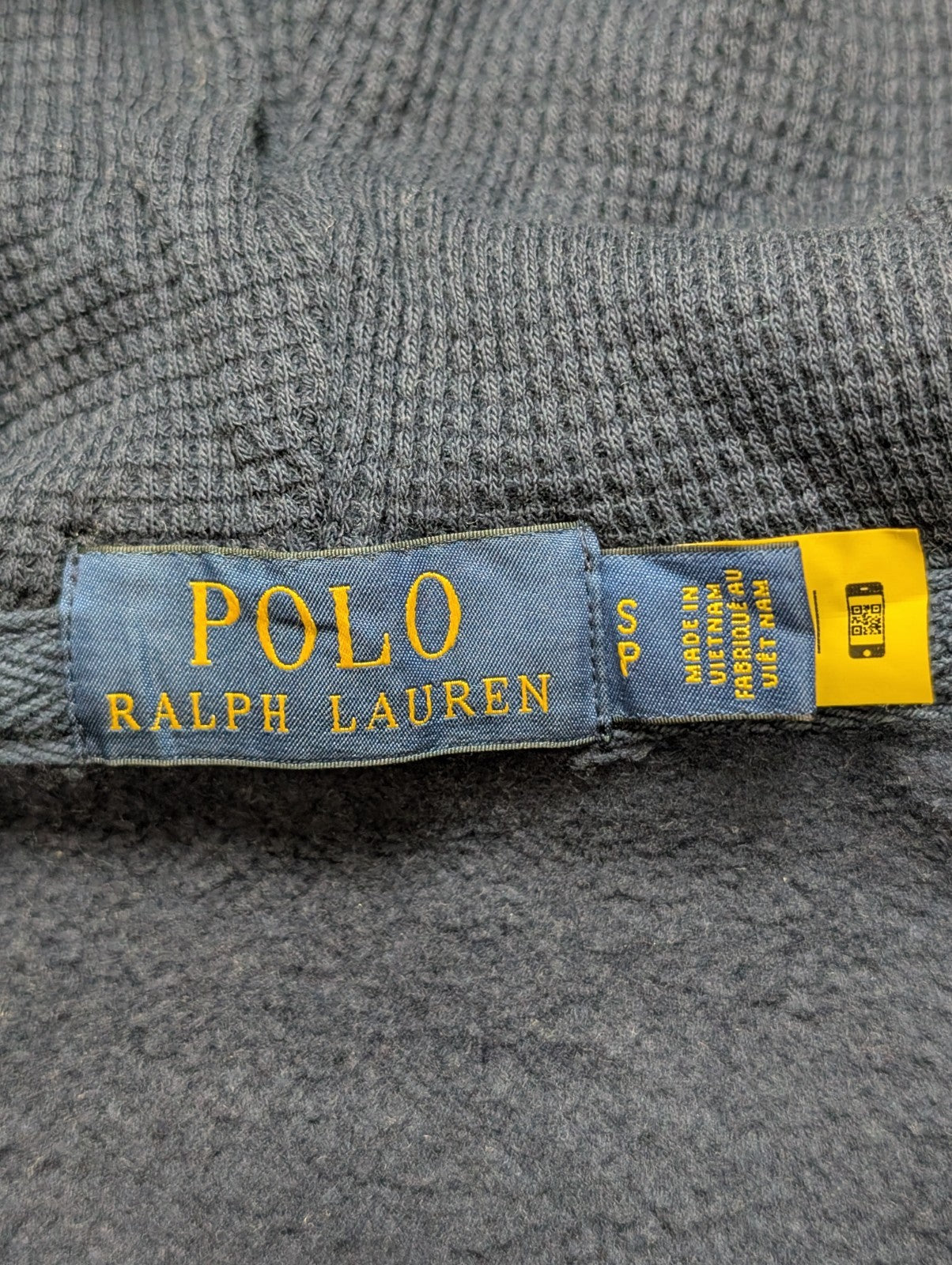 Polo Ralph Lauren Veste Hoodie Capuche Zippée Bleu Marine S Logo Jaune