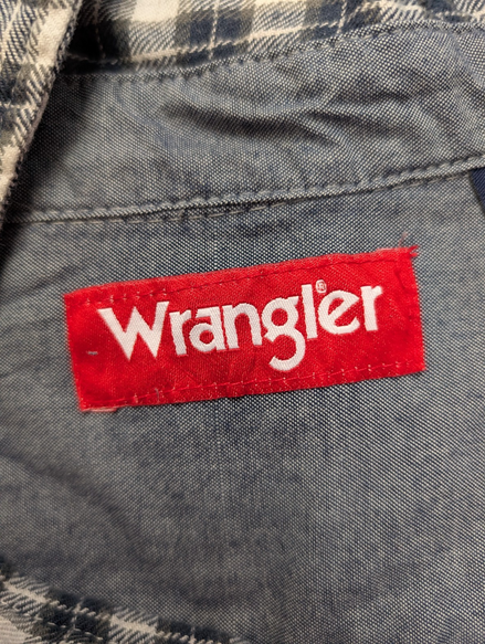 CHEMISE WRANGLER FLANELLE XXL CARREAUX BLEU MARINE VINTAGE Workwear |238S