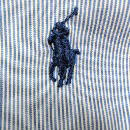 Chemise Polo Ralph Lauren S M Bleue Rayures Logo Marine Col Classique Shirt