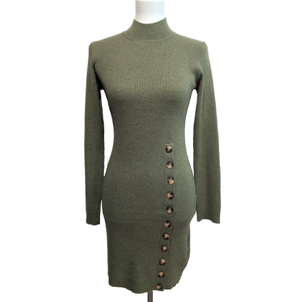 Robe Emilie.K Barnaba S/M Vert Kaki Manches Longues Neuve Étiquette