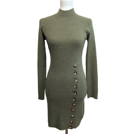 Robe Emilie.K Barnaba S/M Vert Kaki Manches Longues Neuve Étiquette
