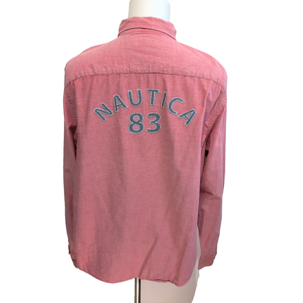 Chemise Nautica XL Rouge Chiné Classic Fit Logo Dos Nautica 83 manches longues