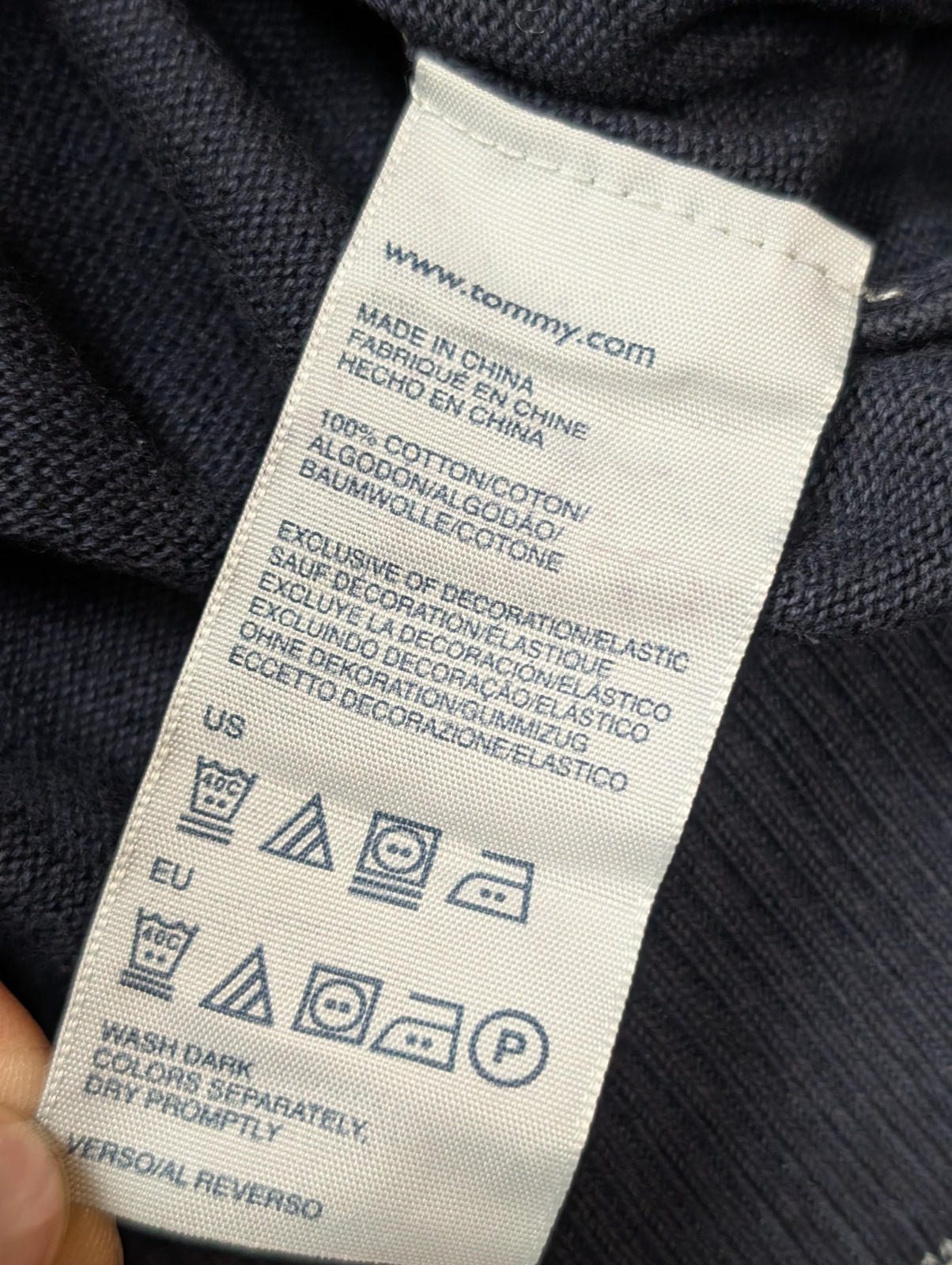 Pull Tommy Hilfiger Col V Bleu Marine Coupe Large - Taille 3XL (XXL TG)